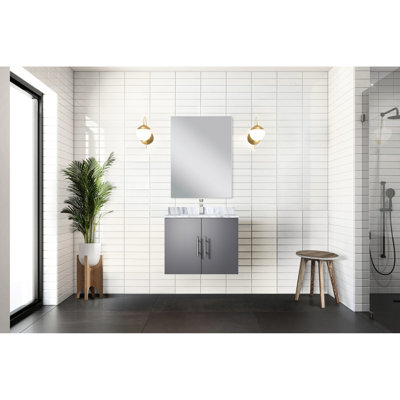 Meuble-lavabo bleu marine 24 po L 22 po x P 22 po, comptoir en marbre, miroir et robinet 18 po, baignoire longue durée résistante aux égratignures et aux taches, comptoir, pour une utilisation prolongée