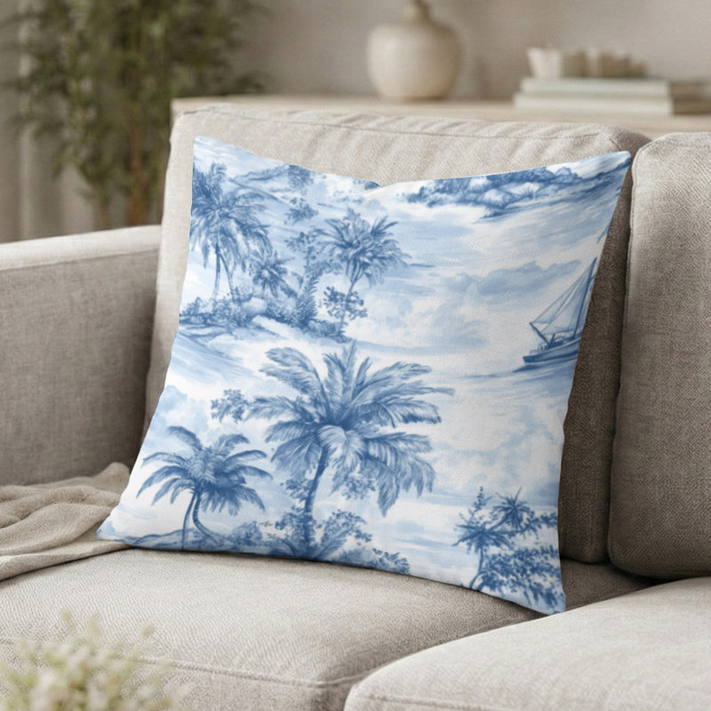 Coussin décoratif de plage - Coussin bleu, H 18 po x l 18 po