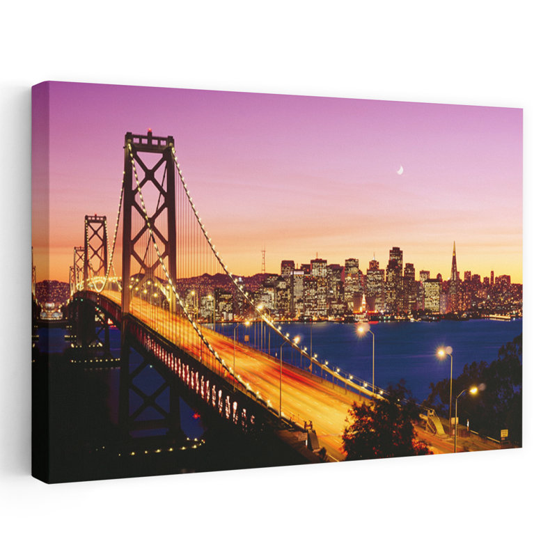 Arbre de la ville de San Francisco, États-Unis, Californie, pont au crépuscule, art contemporain contemporain