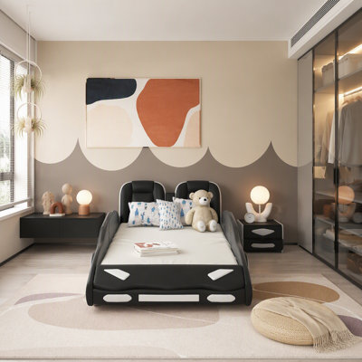 Exciting Race Car-Shaped Platform Bed with Wheels for an Adventurous and Comfortable Sleep Experience