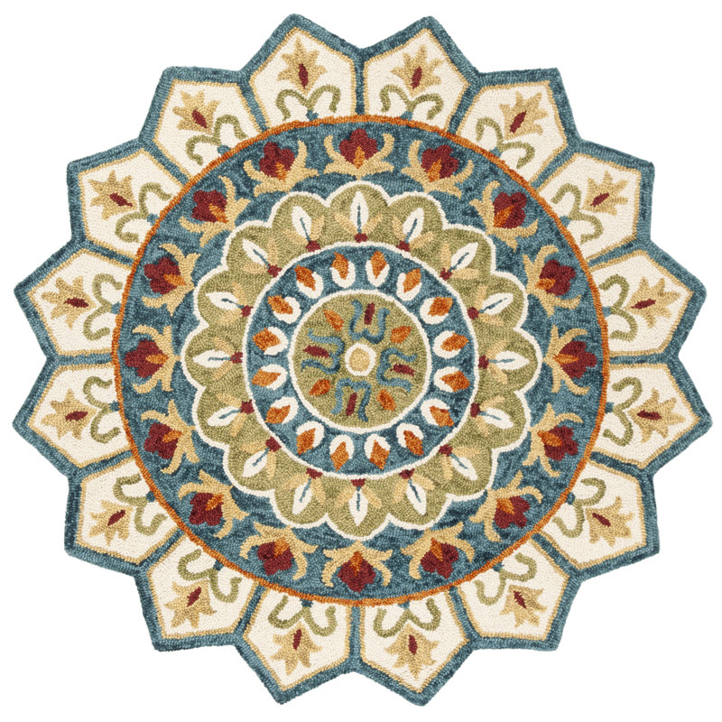 Corine Novelty Hand Tufted Wool And Cotton With Latex Oriental Rug, Round 5'