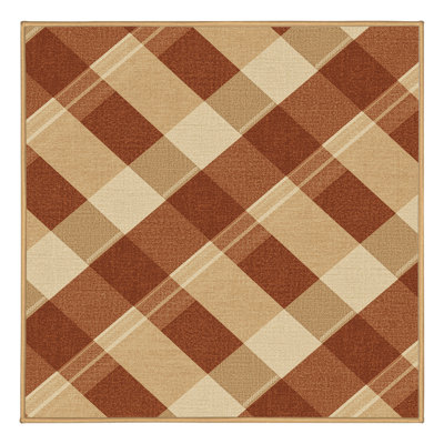 Machine Washable Wynsum Traditional Plaid Rug in Brown – LightBrown Binding
