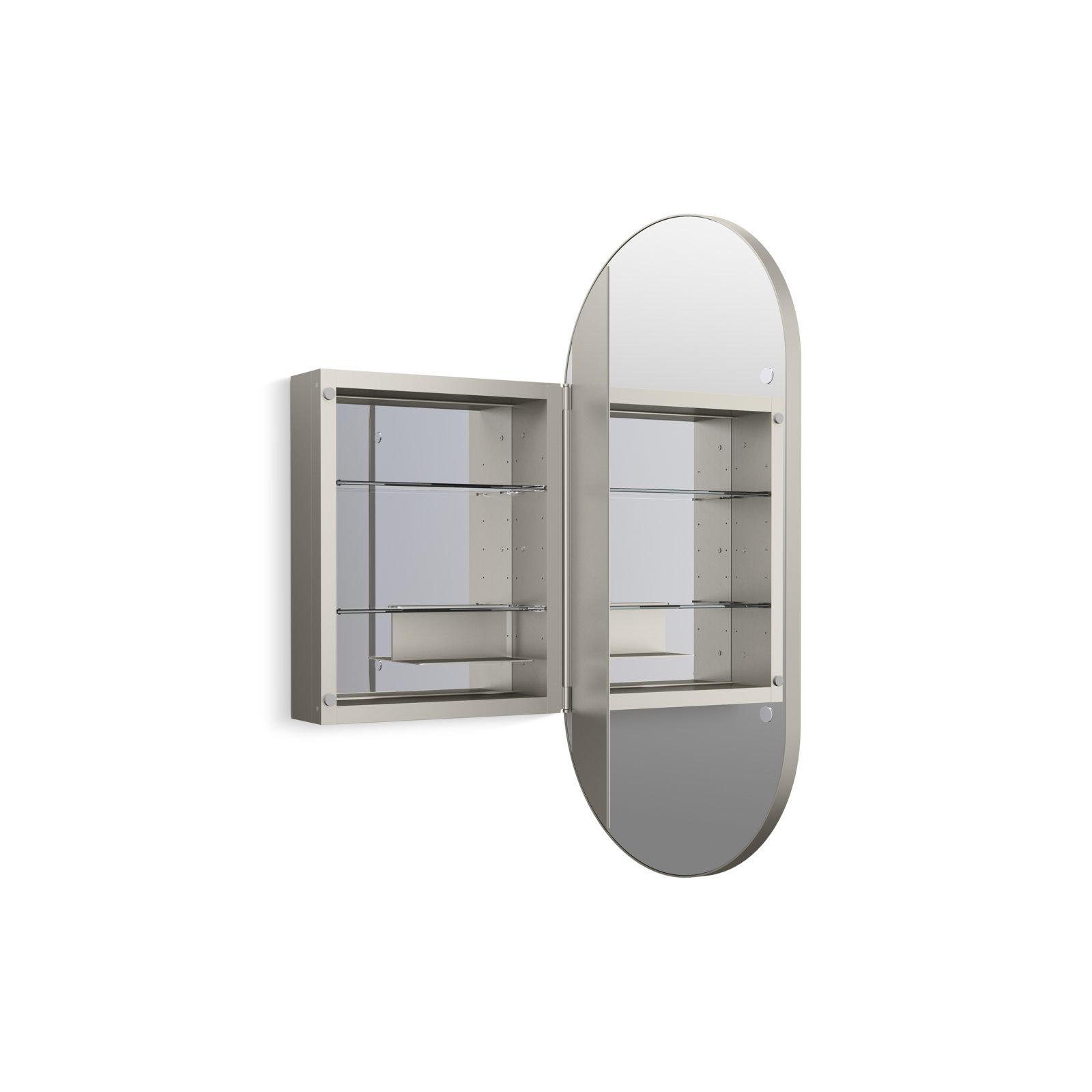Verdera Capsule Framed Medicine Cabinet, Brushed Nickel, 40" H x 20" W x 5.55" D