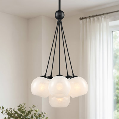 6-Light Dimmable Cluster Glass Bubbles Chandelier