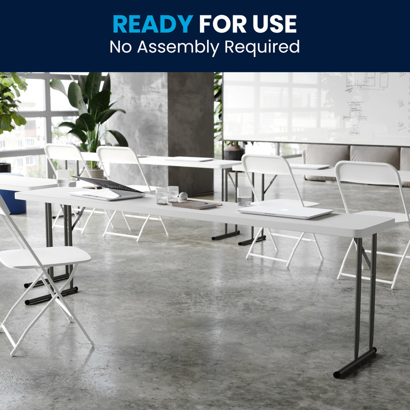 Powder Coated Gray Metal Rectangular Folding Table