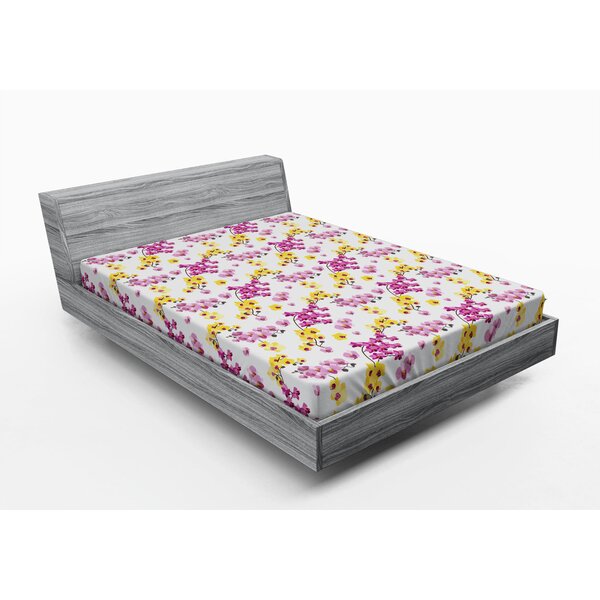 Ambesonne Microfiber Floral Fitted Sheet | Wayfair