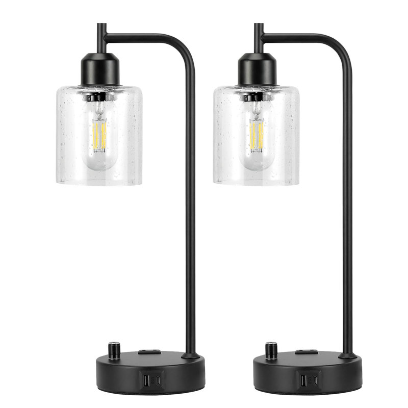 Ensemble de 2 lampes de bureau industrielles pour bureau, Clair, Noir, noir, noir, noir