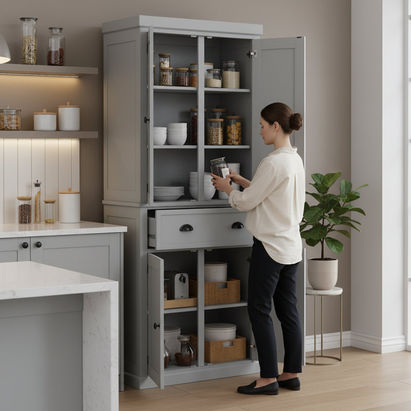 72.5" Freestanding Kitchen Cabinet Food Pantry Storage | Gift Idea