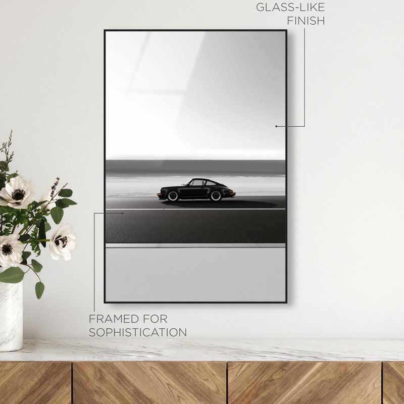Oliver Gal Classic 964 Wheels Sports Car - Framed Acrylic Glass Wall Art, 30" H x 20" W, Black