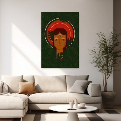 Contemporary Art Modern Retro Abstract Plant Portrait Wall Art by Christina Misuro - Wrapped Canvas Print