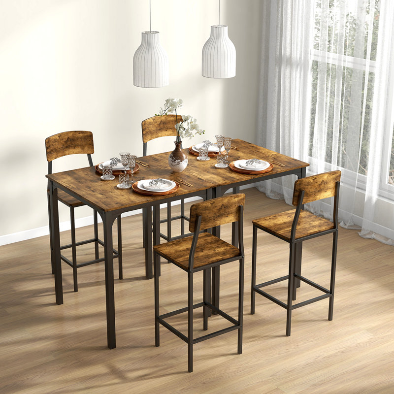 Rustic Brown and Black 3-Piece Pub Height Dining Set