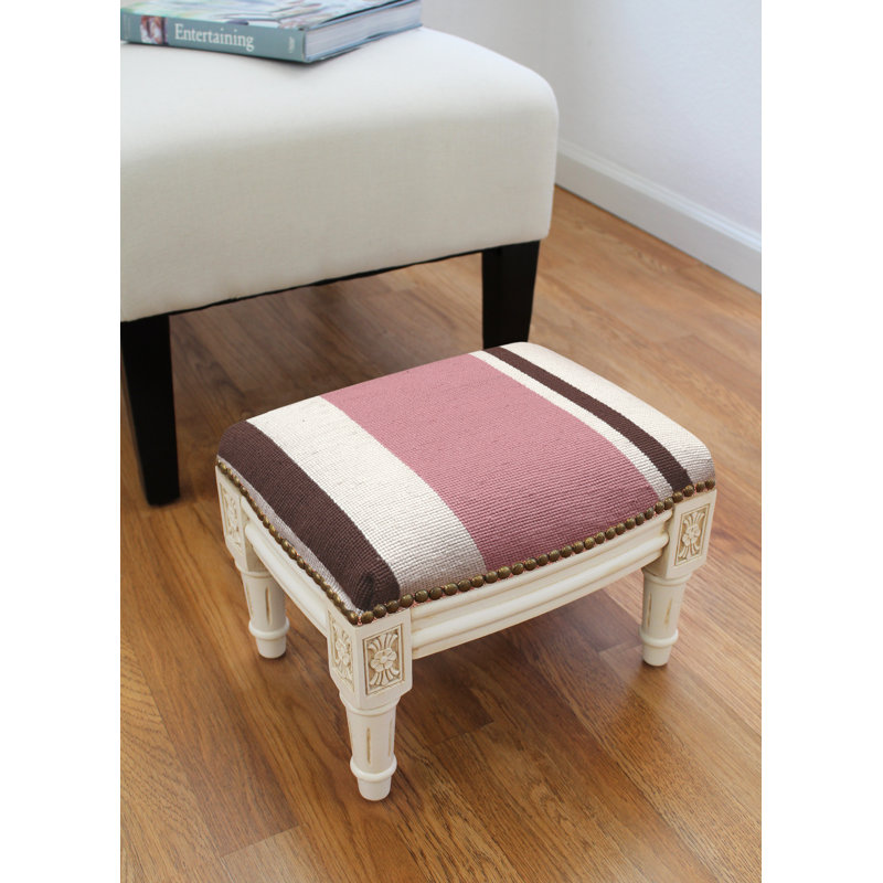 Upholstered Ottoman, Pink/Brown