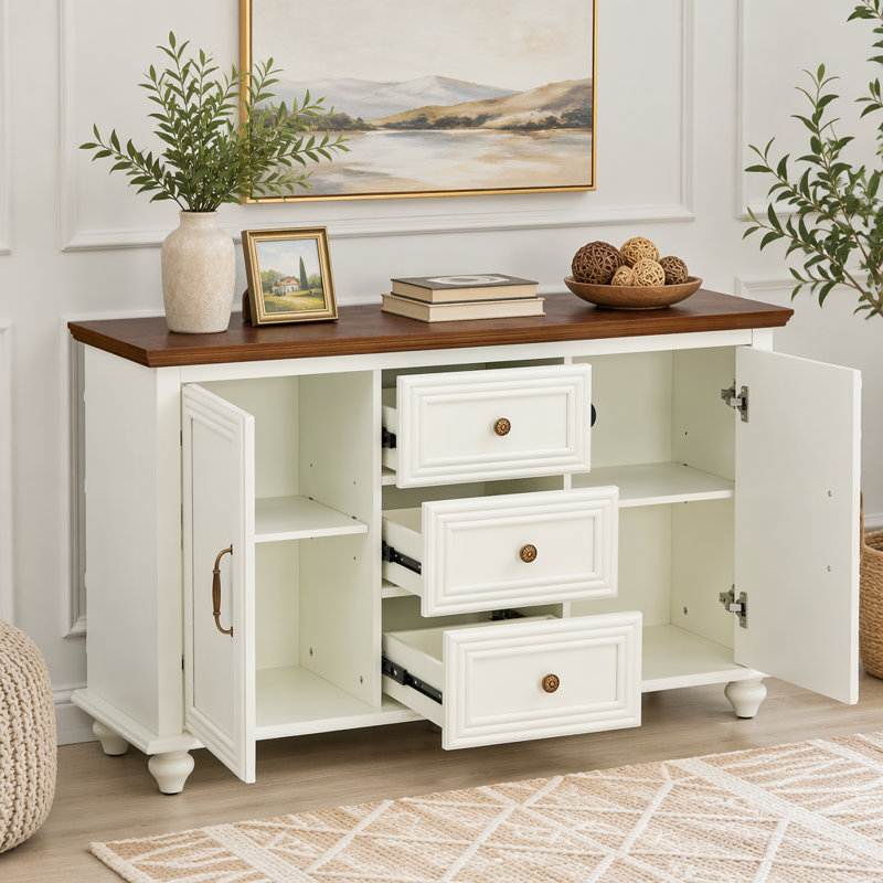 Buffet 47,3 "Mid Century, Brun / blanc