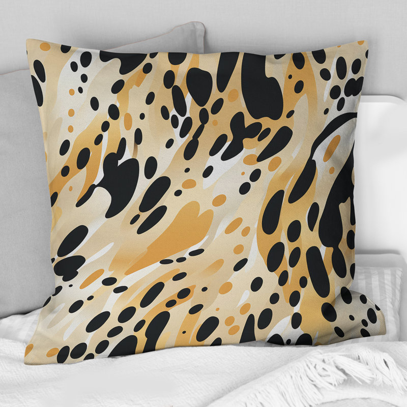 Feline Grace Cheetah Print - Animal Print Polyester Throw Pillow, 18"H x 18"W