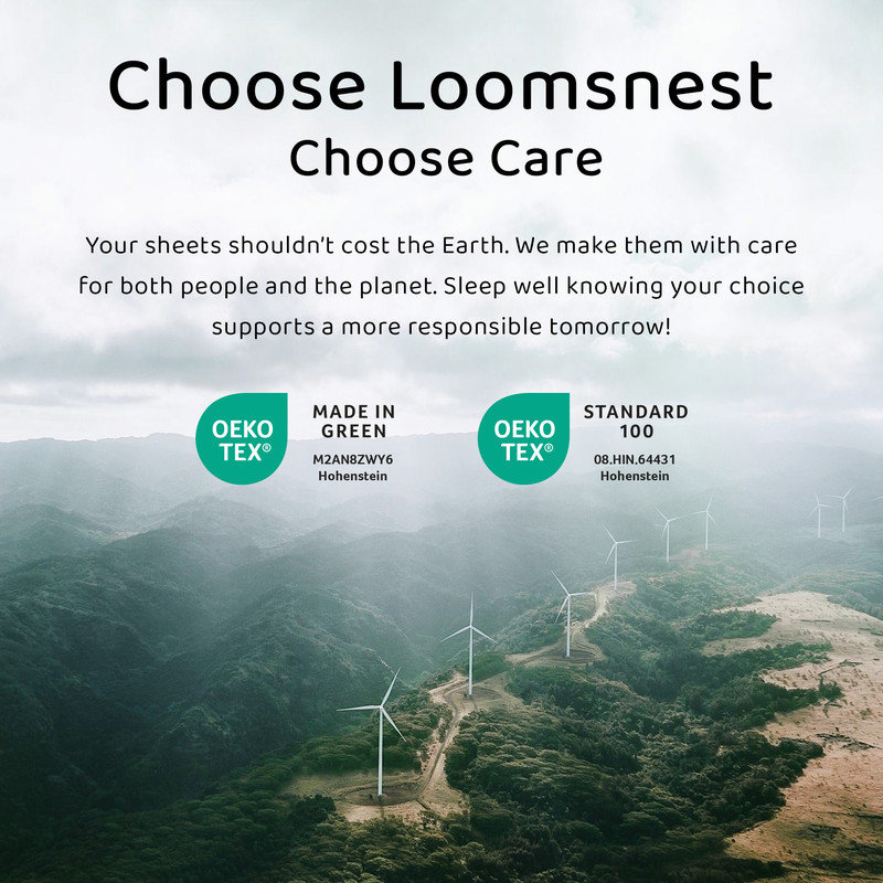 Loomsnest 100% Cotton Sheet Set, Breathable & Lightweight Percale Cooling Sheets, Deep Pocket (Fits up to 18"), Twin, Navy