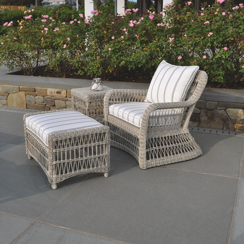 Southampton Outdoor Ottoman,  Oyster, Smoke