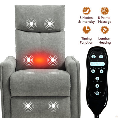 Fauteuil inclinable manuel chauffant chauffant avec chaise berçante et pivotante en tissu chauffant, beige