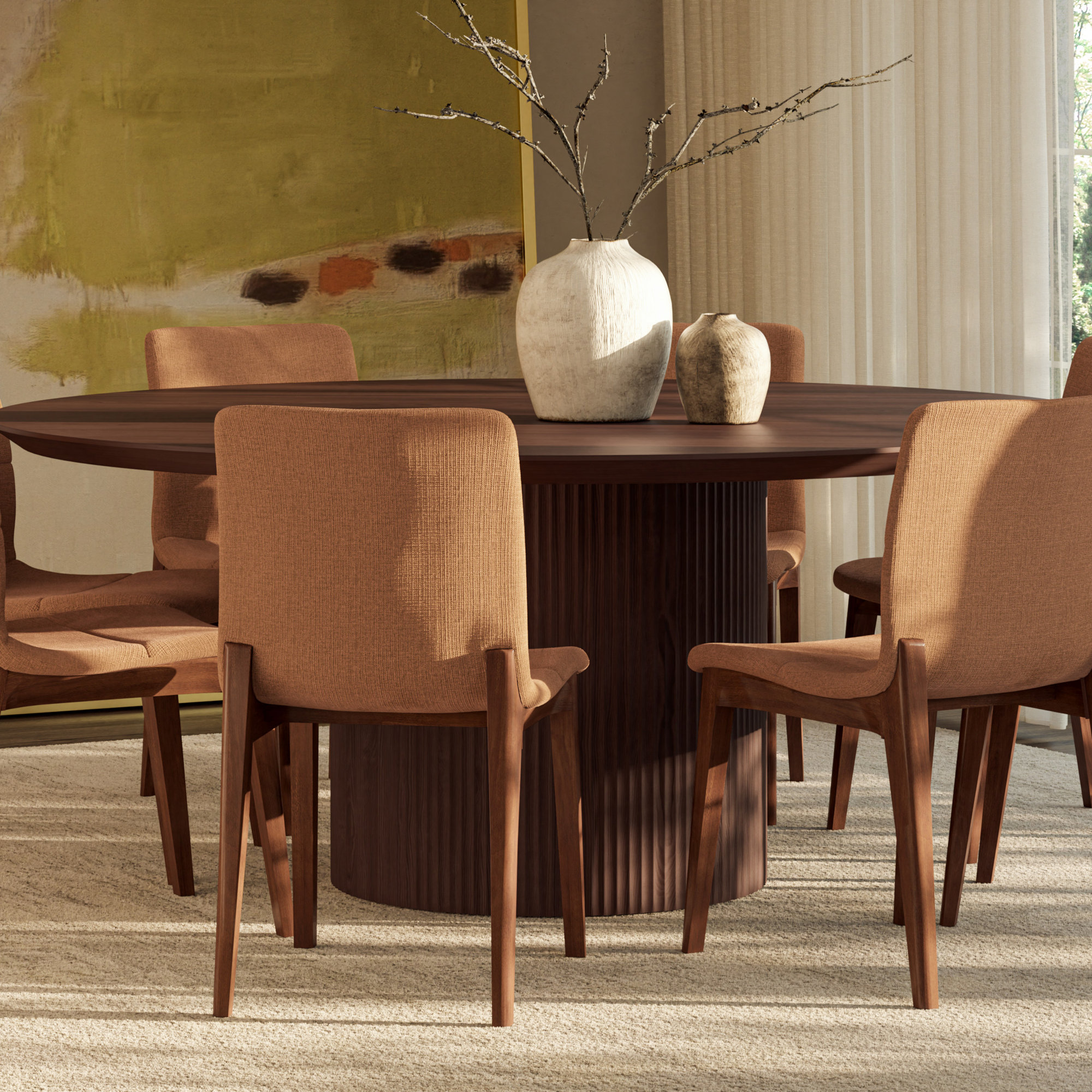 Anela 71'' Round Dining Table, Brown
