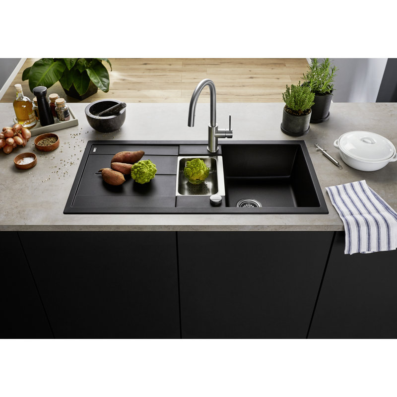 Metra 1.5 Bowl Inset Kitchen Sink, Black