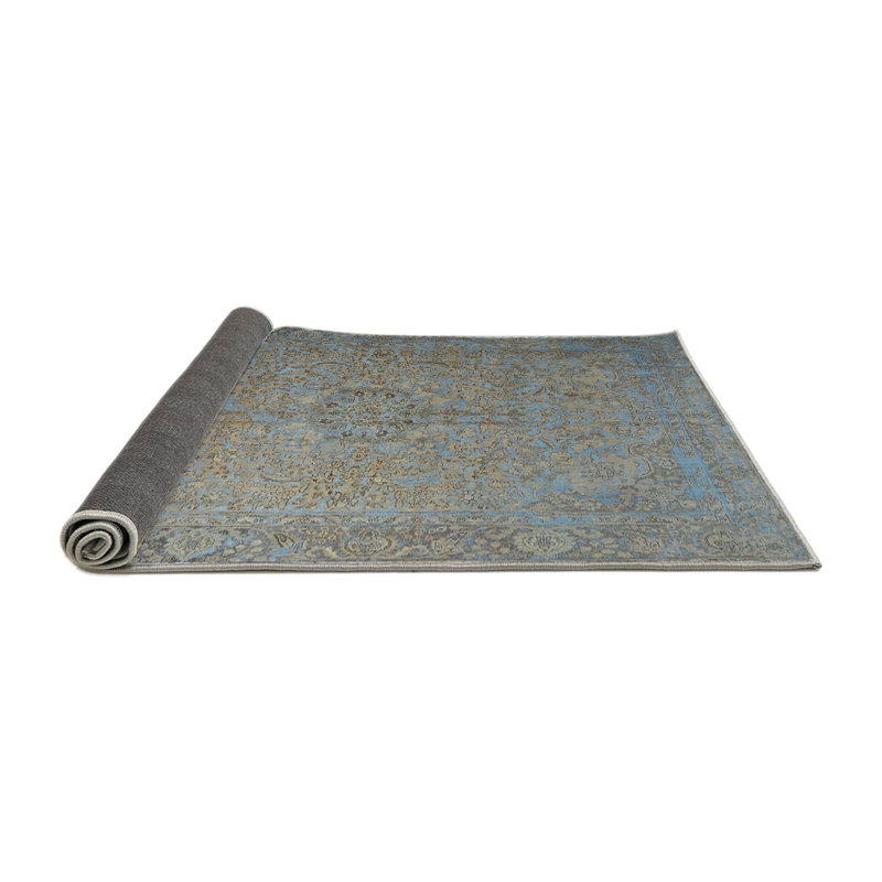 Tapis bleu/brun clair traditionnel, Rond 3 pi