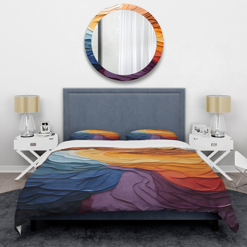 Ensemble de housse de couette en polyester abstrait jaune lyrique, Housse de couette pour grand lit et 2 taies décor