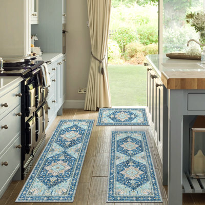 Vintage Washable Non-Slip Kitchen Mat (Set of 3)