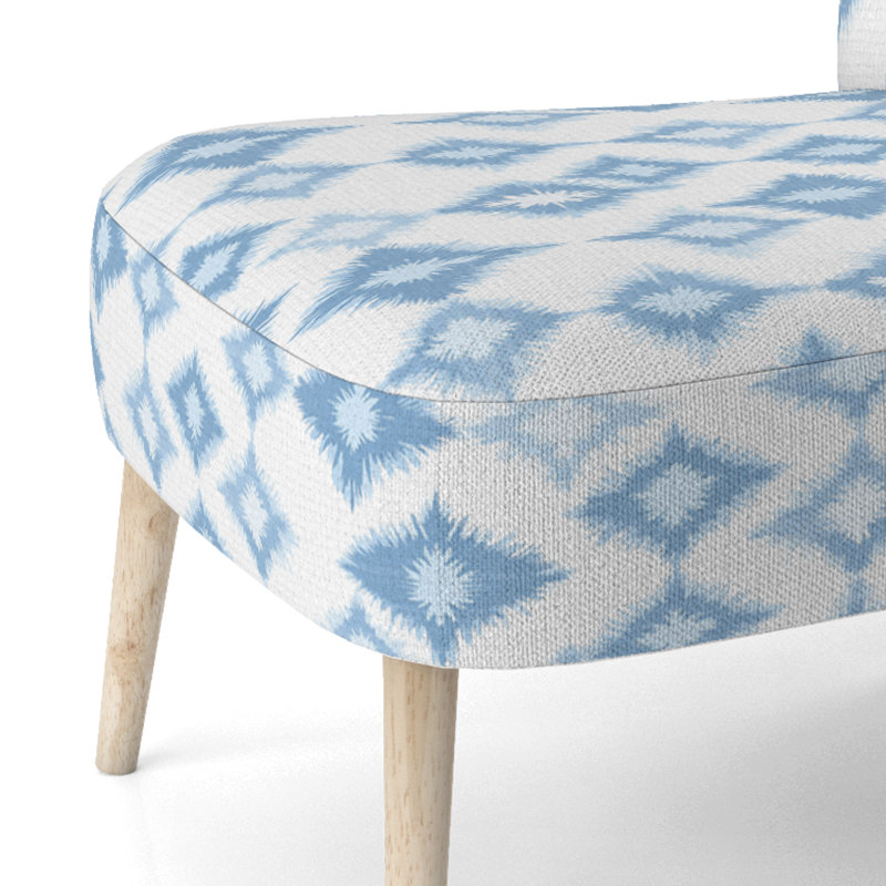 Chaise d'appoint moderne - Chaise d'appoint bleue et blanche Whisper Ikat, Chaise d'appoint sans accoudoirs