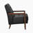 Velsen 26" Mid-Century Modern Accent Chair with Top Grain Leather, Solid Wood Arms, High-Density Foam over Pocket Coils-727361150