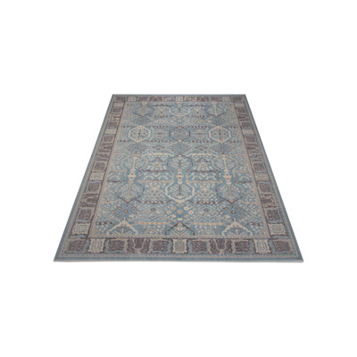 One-of-a-Kind Hand-Knotted 9'8" x 12'9" Wool Area Rug in Blue/Gray/Brown