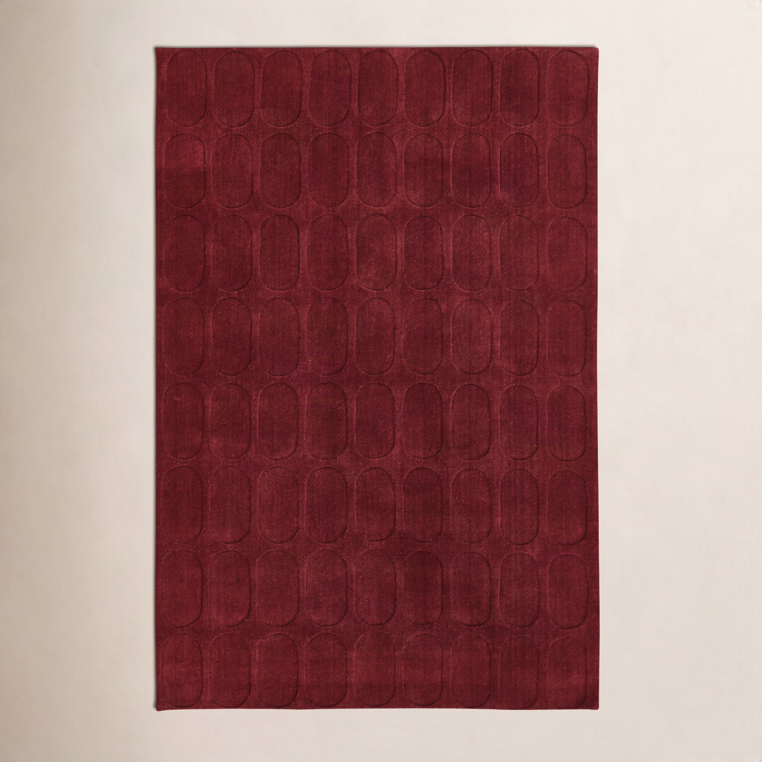 Mazzi Burgundy Hand-Loomed Geometric Wool Rug, Rectangle 9' x 12'