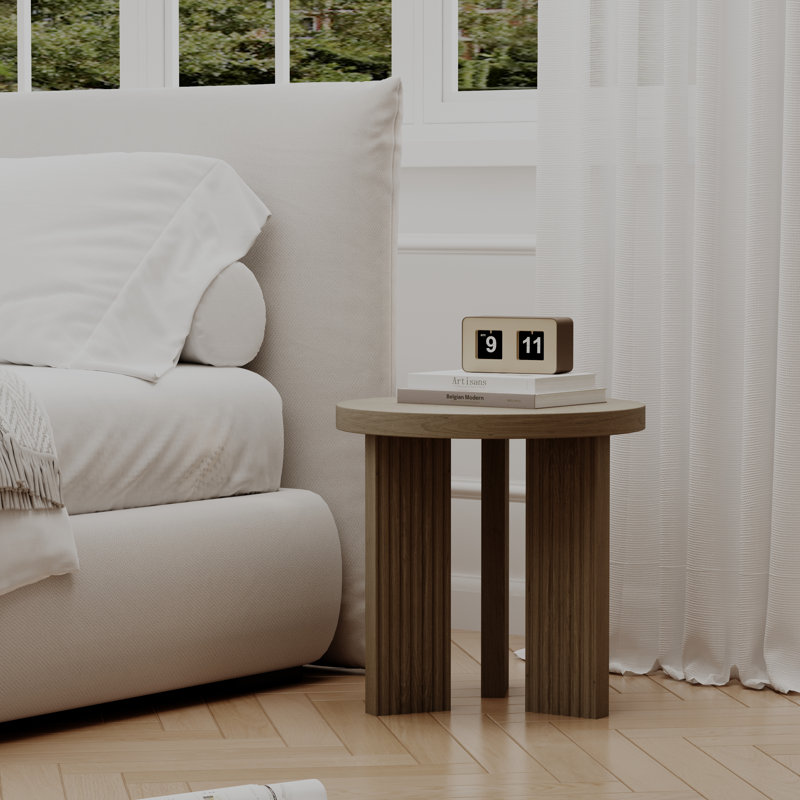 Mid-Century Modern Round End Table, Brun