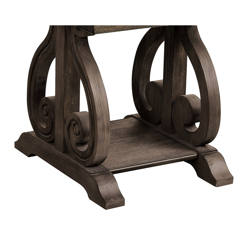 Table de bout en placage traditionnel avec base en chêne foncé classique