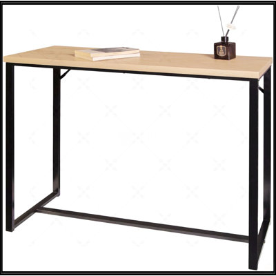 Console balinaise moderne Bali avec plateau en bois naturel et pieds en métal noir élégant