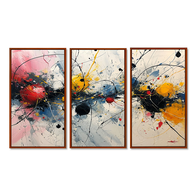 Vagues abstraites éclaboussures, ensemble de salon abstrait, H 40 po x l 60 po x P 1 po, Cadre flottant brun