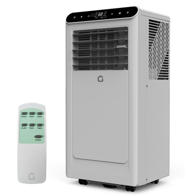 10,000 BTU 3-in-1 Portable Air Conditioner with Dehumidifier & Fan - Cooling Unit for Rooms up to 450 Sq Ft, Remote Control & 24H Timer, Grey & Black