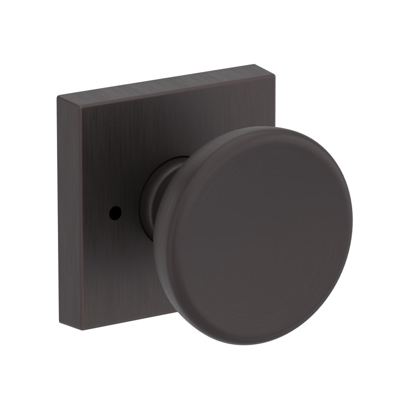 Solvang Privacy Knob with Contemporary Square Rose in Venetian Bronze, Venetian Bronze