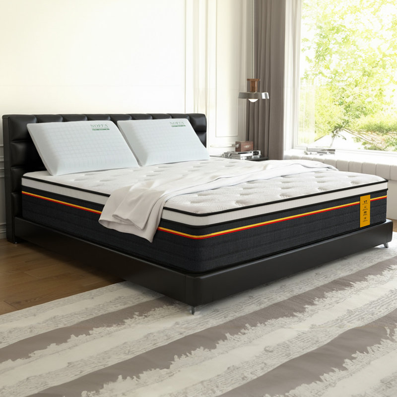 Full Mattress 12 Inch Hybrid Mattress And Standard Bed Pillows Set Of 2 - Medium Firm - Pressure Relief & Edge Support,Certipur-US Certified