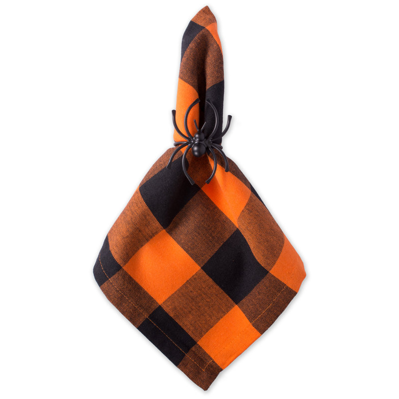 Mya-Rose Cotton Plaid Square Napkin, Orange