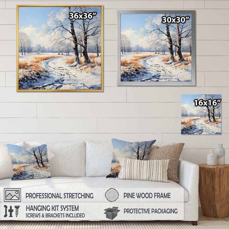 "Forest Winters Embrace Landscape II", reproduction d'art sur toile, 36" H x 36" W, Cadre naturel flottant