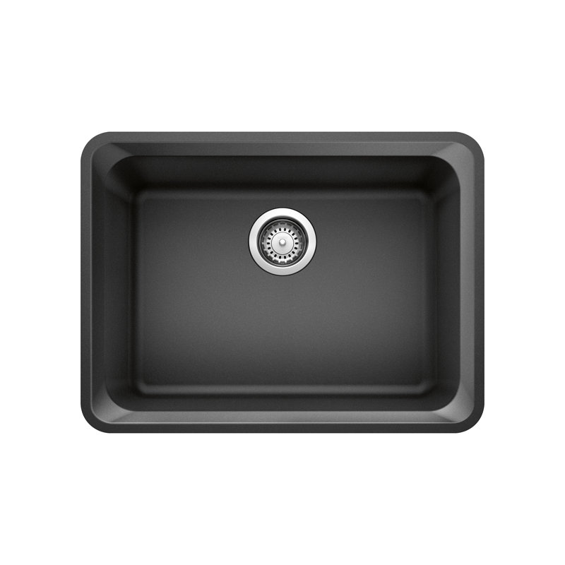 Évier de cuisine en granite avec crépine L 24 po x l 18 po Vision, Anthracite