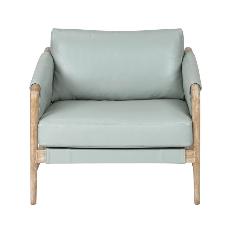 Chakka Blue Genuine Leather Accent Chair, Blue