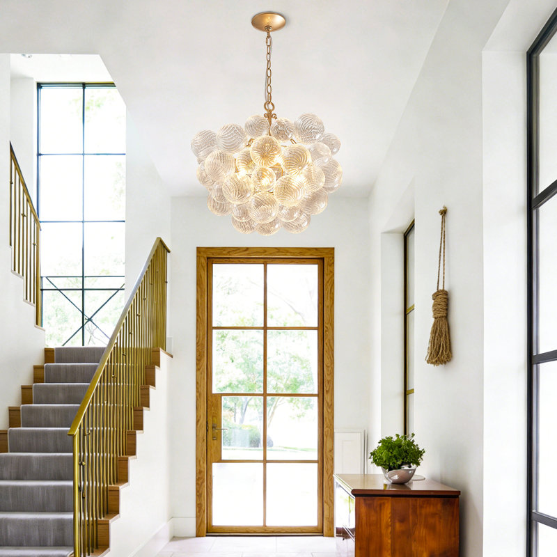 4-Light Modern Glass Bubble Chandelier, 20"D, Gold