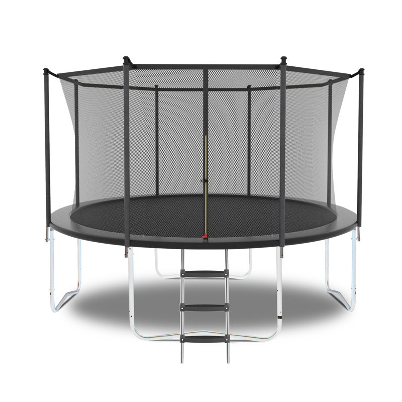 Trampoline d'extérieur de 10 pieds avec filet de sécurité et housse à ressort, gris