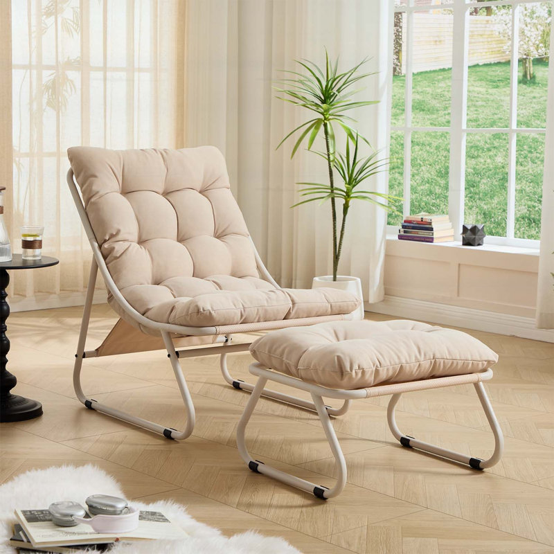 Méridienne avec repose-pieds, Beige