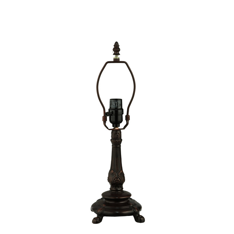 Blue Stained Glass Tiffany Table Lamp with Bronze Base