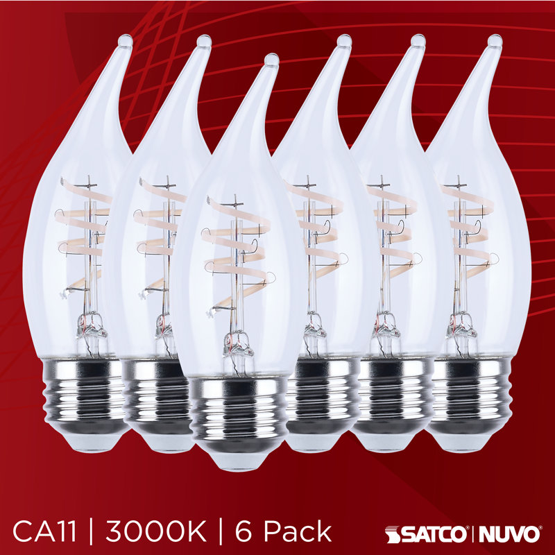 4 Watt CA11 LED Reminiscent Flex Gray Coil Filament E26 3000K 120 Volt, 3000 Kelvins