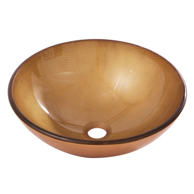 Aquabrass 16.5'' Copper Tempered Glass Circular Bathroom Sink