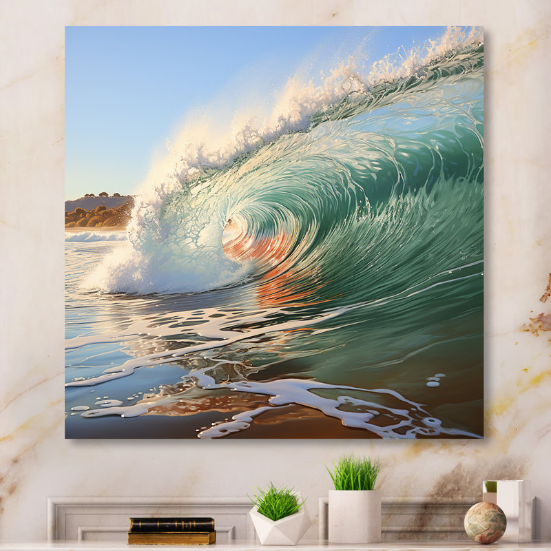 Rolling Surf Waves I - art mural vagues, H 36 po x l 36 po x P 1,5 po, Toile tendue