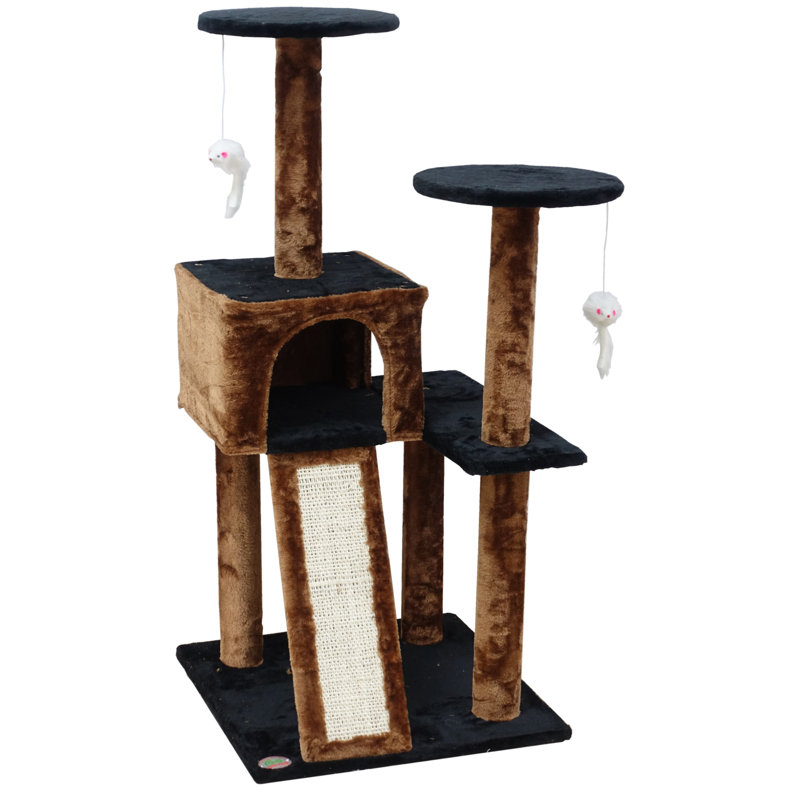 44'' H Cat Tree, Black/Brown