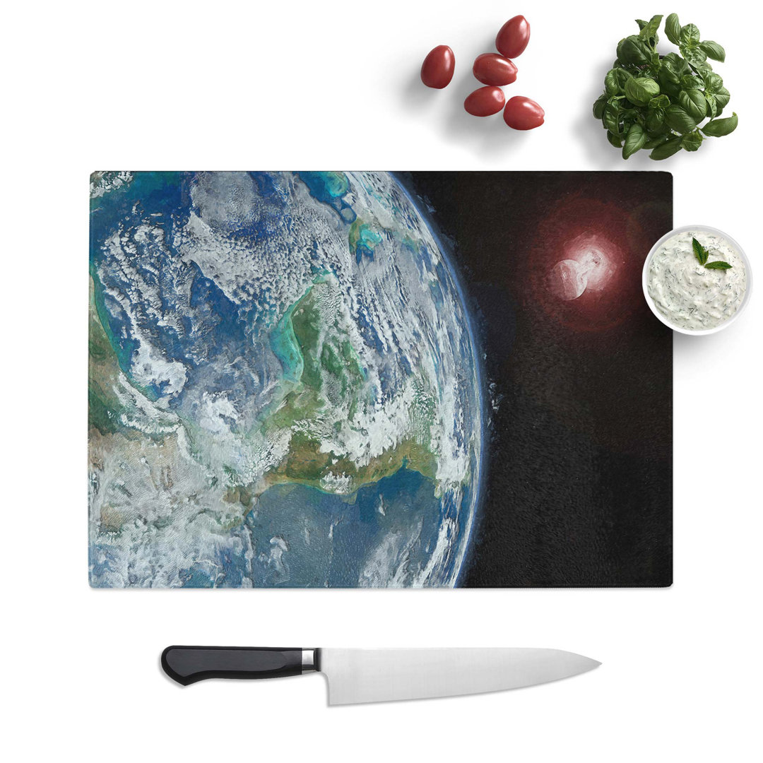 Glass Earths View of The Sun & Moon in Abstract Chopping Board